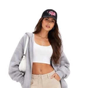 Raiders Vintage Y2K Black Baseball Cap with Pink heart